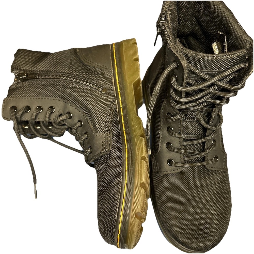 Doc Dr Martens Boots Combs J‎ Combat Lace Up Black Canvas Zip Youth Kids Size 3